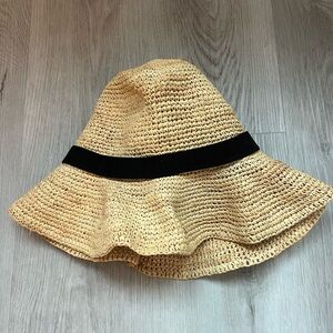 J. Crew Straw Hat with Black Band